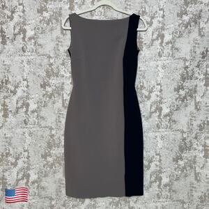 Chiara Boni La Petite Robe Boat Neck Color Block Pencil Dress in Greige/Black
